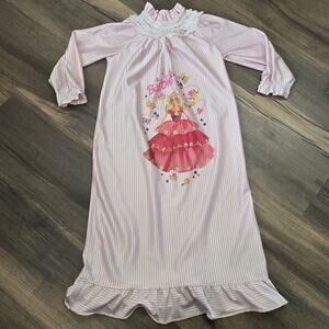 Vintage 1991 Barbie Doll Nightgown Pajamas Pink Girl Long Sleeve Ruffle 7 8 9 10